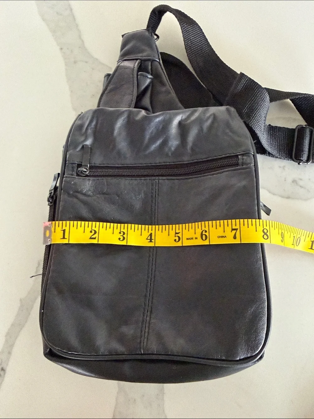 Vintage DB Design Crossbody Bag Black Leather Purse for Men or Women. Travel
